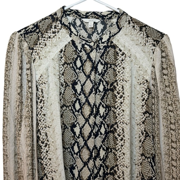 Joie Talin Snake Print Python Cream brown black Blouse women’s small like new - Picture 1 of 10